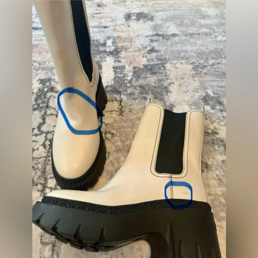 Coach Alexa Chelsea Boots White Leather Streetwear Chunky Heel Sz 8 - Picture 12 of 12